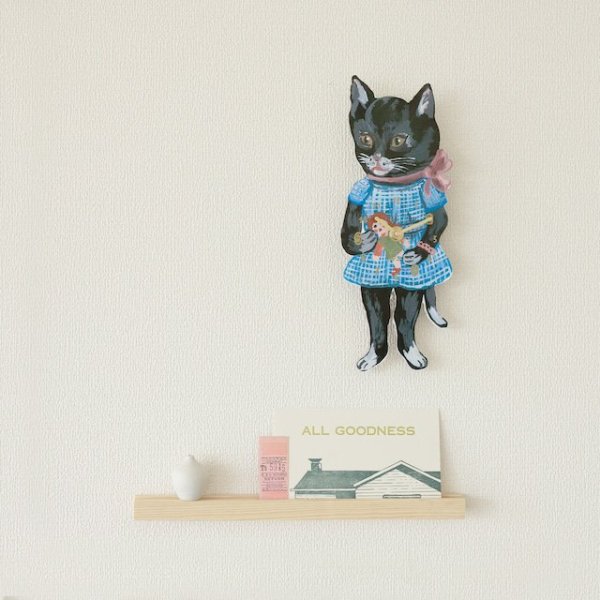 Nathalie Lete wall clock black kitty - bonbon 外国の子供雑貨*お洋服を集めた子供部屋をイメージしたお店