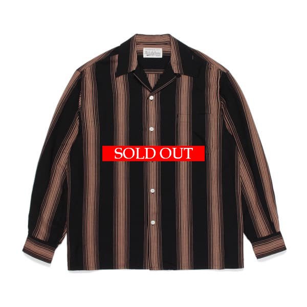 商品名 ストライプオープンカラーシャツ (ブラック) 22FW-WMS-OC01 | ワコマリア2022秋冬画像