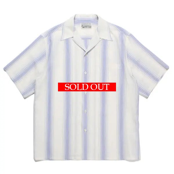 ストライプオープンカラーシャツ (ホワイト) 23SS-WMS-OC08 | ワコマリア2023春夏