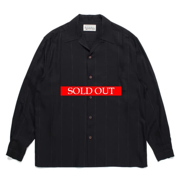 カスリストライプオープンカラーシャツ (ブラック) 23FW-WMS-OC07 | ワコマリア2023秋冬