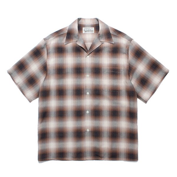 オンブレチェックオープンカラーシャツ タイプ1 (ブラウン) 24SS-WMS-OC10 | ワコマリア2024年春夏