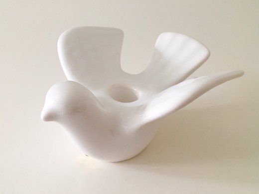 陶器製 白い鳥のキャンドルホルダー / Guldkroken グルドクローケン