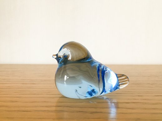 ガラスの小さな小鳥のオブジェ / スカイブルー / スウェーデン