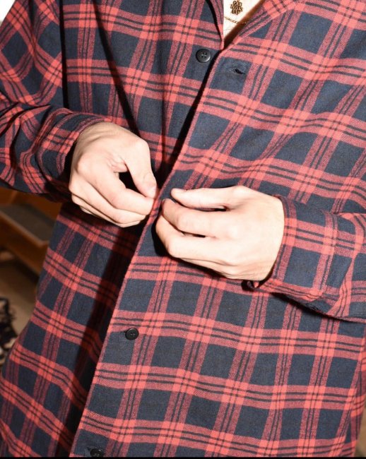 ROTTWEILER / OPEN COLLAR CHECK SHIRT - Relax Online Shop