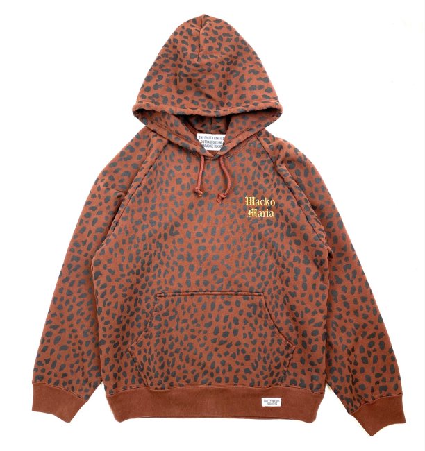 WACKO MARIA / LEOPARD WASHED HEAVY WEIGHT PULL OVER HOODED SWEAT SHIRT  (TYPE-3 ) - Relax Online Shop