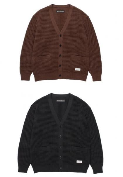 黒L【WACKOMARIA】WAFFLE CARDIGAN／新品タグ付／送料込 WACKO MARIA/ワコマリア】WAFFLE KNIT CARDIGAN (BLACK) 25FW