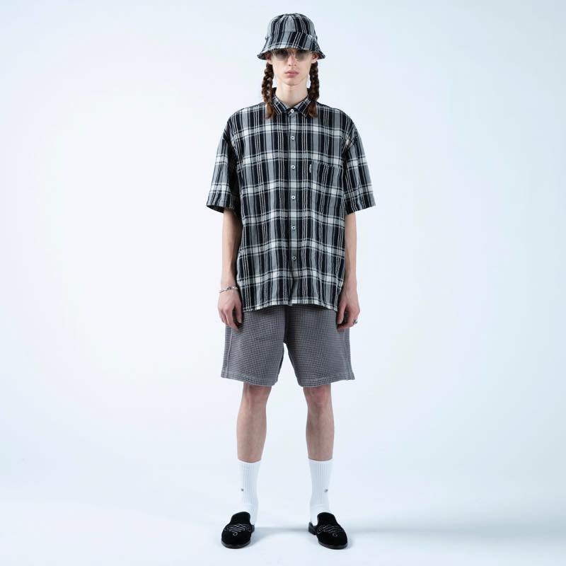 COOTIE/Jacquard Check S/S Shirt（ブラック）-
