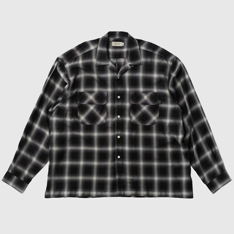 RAYON SHADOW PLAID OPEN COLLAR SHIRT | SEDAN ALL-PURPOSE - セダン ...