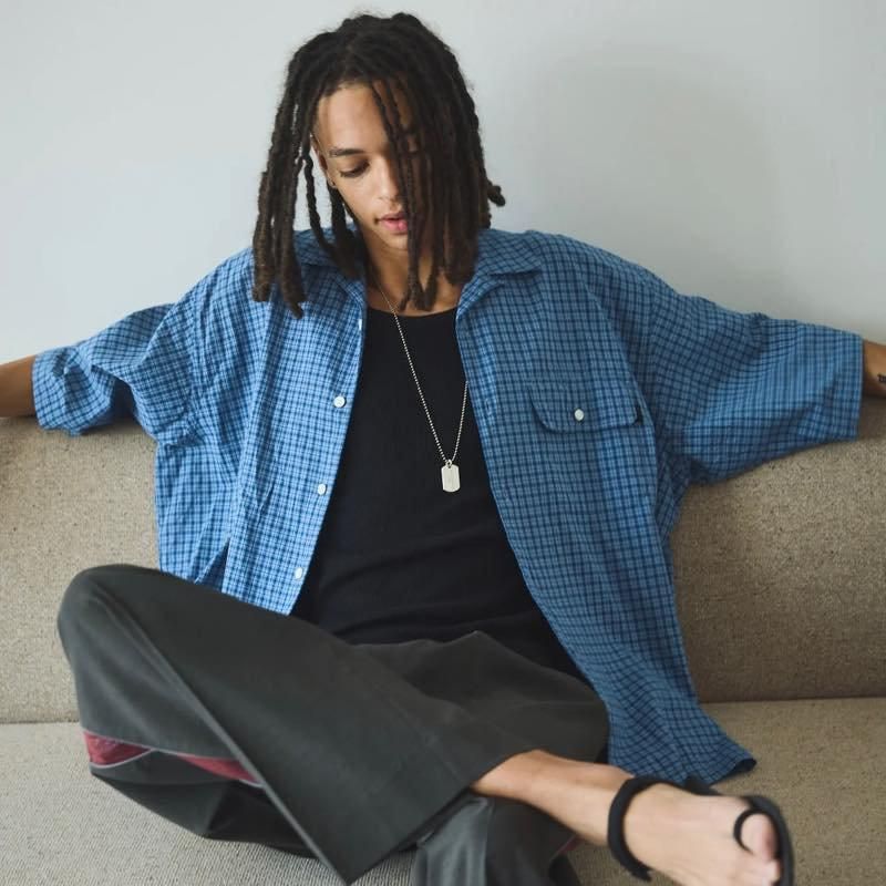 DOBBY PLAID OPEN COLLAR S/S SHIRT| SEDAN ALL-PURPOSE