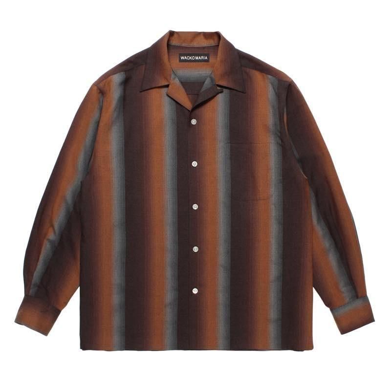 OMBRE STRIPE OPEN COLLAR SHIRT (25FW-WMS-OC07 BROWN) | WACKO MARIA