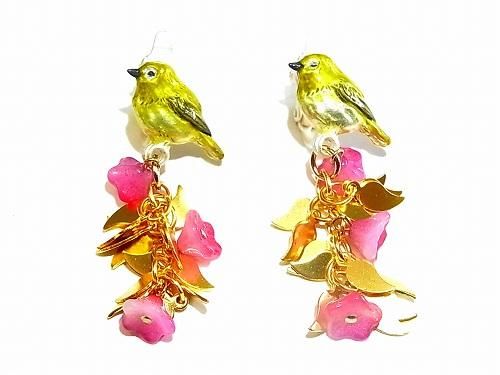 鳥 イヤリング メジロの気持ち Palnart Poc パルナートポック アクセサリー 目白 花 誕生日 プレゼント かわいい 鳥 イヤリング メジロの気持ち Palnart Poc パルナートポック アクセサリー 目白 花 誕生日 プレゼント かわいい