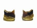 シンプルネコ ピアス (カラー:ブラウン×GD) 【KAZA/カザ】【メール便送料無料】 猫 ネコ アクセサリー ジュエリー かわいい キャット ねこ アニマル 猫耳