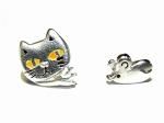 ニャンチュー ピアス (カラー:シルバー) 【Luccica/ルチカ】 【ゆうメール送料無料】 猫 アクセサリー ネコ キャット 動物 個性的 カワイイ 鼠 ネズミ