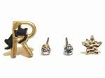 アルファベットのRと子猫のセット ピアス 【 KAZA / カザ 】 ねこ ネコ キャット アニマル 動物 キュート かわいい アクセサリー レディース イニシャル アルファベット