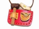 『 大工日和 ネックレス 』( カラー : レッド )【 もりや ゆか 】 ハンドメイド レザーアクセサリー 手作り 牛革 革製品 小物 かわいい トンカチ 釘 クギ 腰袋