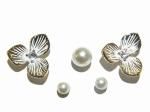 お花とパールのセットピアス (ゴールド×白) 【 KaZa カザ 】【メール便 送料無料 】 アクセサリー カワイイ 花 フラワー 植物 エレガント ナチュラル 華やか 上品