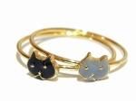 仲良しネコちゃん ピンキーリング (ブラック × グレー )【 Luccica ルチカ 】【 メール便 送料無料 】 ネコ 猫 ねこ キャット アニマル 動物 カワイイ アクセサリー ユニーク