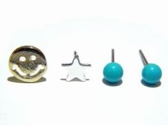 smiling セットピアス (ゴールド×ブルー)【Luccica/ルチカ】 【ゆうメール送料無料】 アクセサリー 個性的 おもしろ かわいい レディース ラブリー キュート 笑顔 星