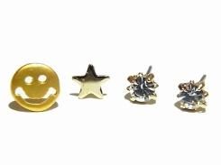 smiling セットピアス (マットゴールド×クリア)【Luccica/ルチカ】 【ゆうメール送料無料】 アクセサリー 個性的 おもしろ かわいい レディース ラブリー キュート 笑顔 星