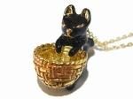 かごにひょこんとミルキーキャット ネックレス 黒猫 【 KAZA カザ 】【メール便送料無料】黒 にゃんこ アクセサリー 動物 黒ネコ レディース ジュエリー アニマル かわいい