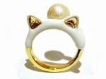 『 猫耳としっぽ リング 』( 白猫 ) 【 KAZA カザ 】【 メール便 送料無料 】 シロネコ ねこ 猫 キャット アニマル 動物 アクセサリー レディース