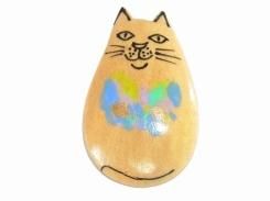ウッドねこ ブローチ 【 Luccica ルチカ 】【メール便送料無料】 かわいい お洒落 レディース キッズ キャット 猫 動物 アニマル チャーム メルヘン