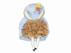 壊れたギニョールブローチ (水色のワンピース×ブラウンのレース)(壱) 【 nikibbit ニキビット 】 人形 ハンドメイド お洒落 可愛い