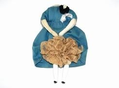 壊れたギニョールブローチ (ブルーのワンピース×ブラウンのレース)(壱)【 nikibbit ニキビット 】 人形 ハンドメイド お洒落