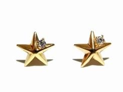 ストーンスター ピアス (素材:ゴールド)(シリコンキャッチ付き) 【 Luccica ルチカ 】【メール便 送料無料 】 星 スター プレゼント 10K 小さい 宇宙 キュービックジルコニア