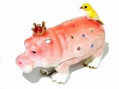 『 ピンククラウンカバ 』 【 ピィアース Piearth Japan 】アクセサリー ジュエリー ボックス 鳥 置物 インテリア かわいい モチーフ オブジェ 王冠 キング