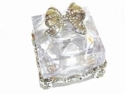 『 ツインテールリボンセット リングケース 』(カラー:シルバー)(ピロー無し) 【 ピィアース Piearth Japan 】アクセサリー ジュエリー ボックス 置物 インテリア オブジェ リボン