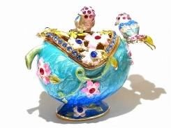 『 フラワーバード ジュエリーボックス 』(ブルー) 【 ピィアース Piearth Japan 】アクセサリー ジュエリー ボックス 置物 インテリア 動物 アニマル モチーフ オブジェ 鳥 花