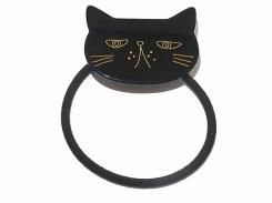 minino ヘアゴム(ブラック) 【 Luccica ルチカ 】 髪飾り 髪留め レディース お洒落 キャット 猫 動物 アニマル フェミニン メルヘン おもしろ