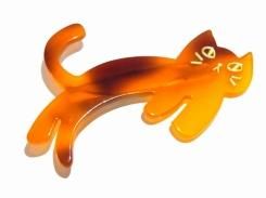 カーブニャン ヘアクリップ (ブラウン)【 Luccica ルチカ 】 アクセサリー 猫 ネコ キャット アニマル 動物 シンプル カワイイ モチーフ アレンジ 髪留め