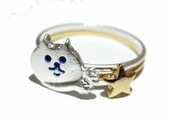 チラねこ リング (アンティークSV×GD星) 【 Luccica / ルチカ 】【 メール便 送料無料 】 星 スター 猫 ねこ アニマル 動物 カワイイ アクセサリー ジュエリー 指輪
