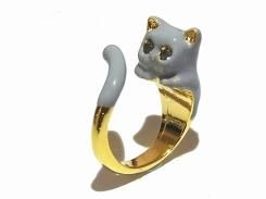 グレーキャット巻き付き リング 【 KAZA カザ 】【 メール便 送料無料 】 ねこ 猫 キャット アニマル 動物 アクセサリー レディース 大人可愛い