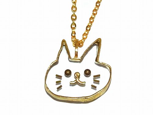 ねこちゃん ネックレス【thuthu appetizing accessories/nupi】 真鍮 アクセサリー 猫 キャット かわいい