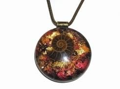 オルゴナイト ペンダント L【Powerful Orgone Pendant】パイライト/アメジスト/レッドジャスパー/レッドガーネット/アンモナイト