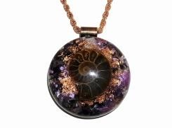オルゴナイト ペンダント L【Powerful Orgone Pendant】レピドライト/アメシスト/アンモナイト パワー 天然石 ストーン