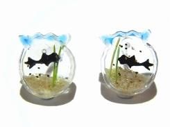 金魚鉢 ピアス(ブラック) 【 Luccica ルチカ 】 【メール便送料無料】 アクセサリー 金魚 魚 金魚鉢 個性的 カワイイ キュート ユニーク おもしろ 夏祭り