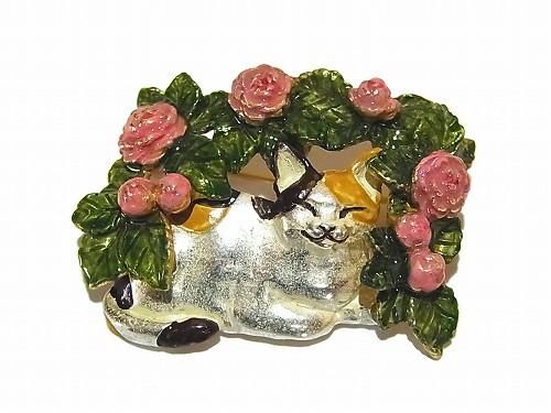 ねこと乙女椿 ブローチ 【 Palnart Poc パルナートポック 】猫