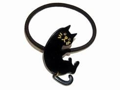 はらぺこネコ ヘアゴム (ブラック)【 Luccica ルチカ 】【メール便送料無料】 ねこ 猫 キャット アニマル 動物 魚 フィッシュ かわいい おもしろ 個性的 髪留め 髪飾り