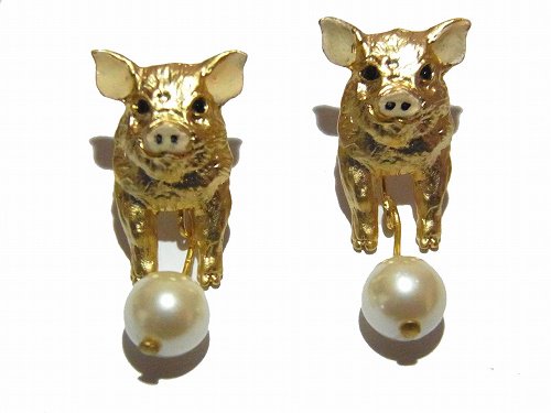 Pink Pig ピアス 【 Luccica ルチカ 】 ブタ 豚 アクセサリー おもしろ