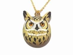 ワシミミズク ボール ネックレス 【 ariam 】 ハンドメイド アクセサリー 作家 鳥 ジュエリー 動物 かわいい フクロウ ふくろう