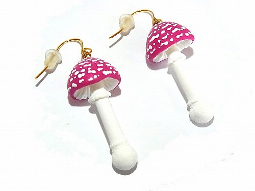 mushroom ornament ❀* 水玉ピンク傘の キノコさん スーパーセール限定