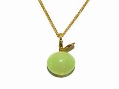 ガラスのりんご ネックレス(グリーン)【thuthu appetizing accessories/nupi】 ハンドメイド 真鍮 アクセサリー accessoies