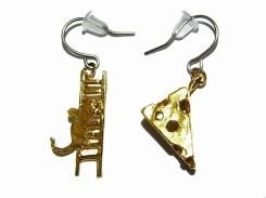 脱走ねずみとおいしいチーズ ピアス 【 thuthu appetizing accessories / nupi 】 ハンドメイド 真鍮 アクセサリー かわいい おしゃれ シンプル