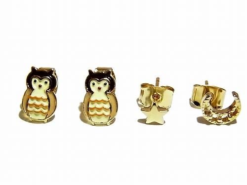 Owl ピアス Luccica ルチカ アクセサリー かわいい 鳥 個性的 フクロウ ふくろう ミミズク 三日月 プレゼント 女性 誕生日