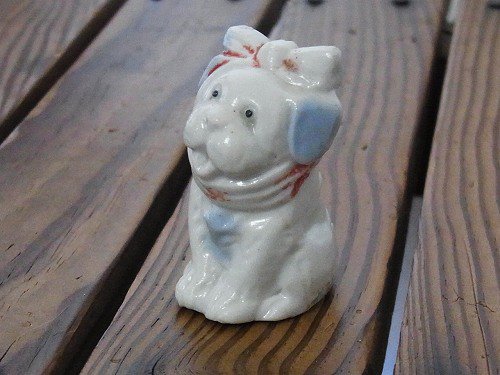 甘党の犬 陶器 置物 1950年代 虫歯 かわいい イヌ 犬 おしゃれ 置物 インテリア 雑貨 オブジェ 動物 希少 アニマル