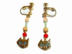 CALLIE イヤリング (PK×GD) 【 Luccica ルチカ 】 【 メール便 送料無料 】 猫 アクセサリー ネコ キャット 動物 個性的 かわいい 誕生日 プレゼント